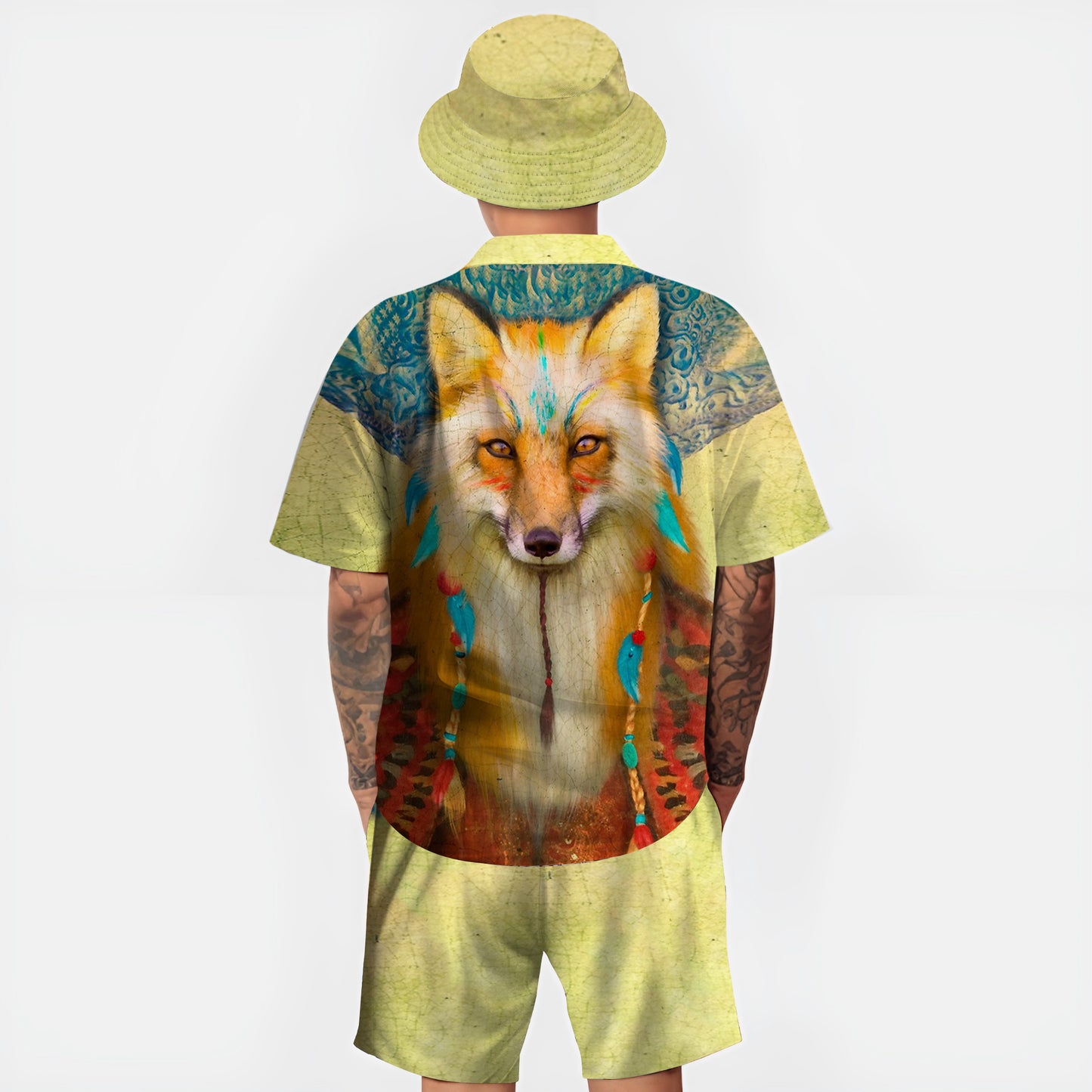 Native Wolf Pattern Hawaiian Shirt New - 86004