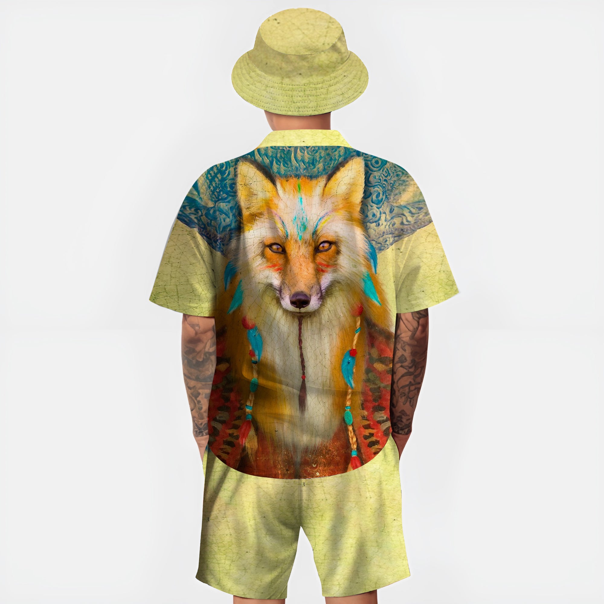 Native Wolf Pattern Hawaiian Shirt New - 86004