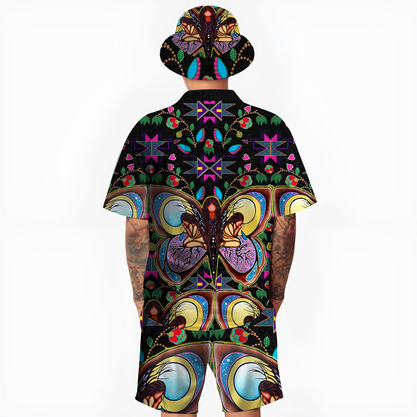 Native Butterfly Pattern Hawaiian Shirt New - 86046