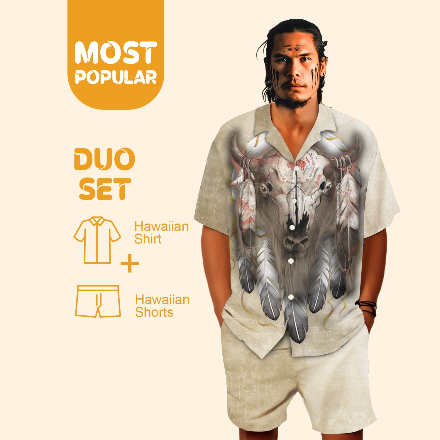 Native Buffalo Pattern Hawaiian Shirt New - 86014