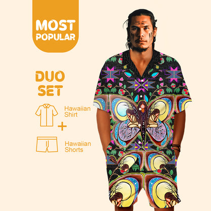 Native Butterfly Pattern Hawaiian Shirt New - 86046