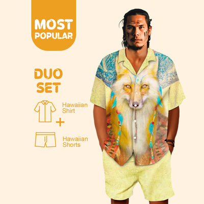 Native Wolf Pattern Hawaiian Shirt New - 86004