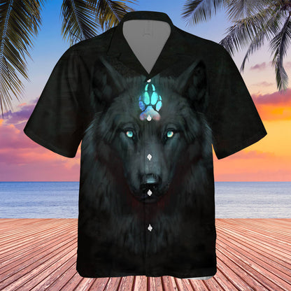 Native Wolf Pattern Hawaiian Shirt New - 86060