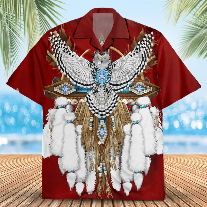 Native Owl Pattern Hawaiian Shirt New - 86058