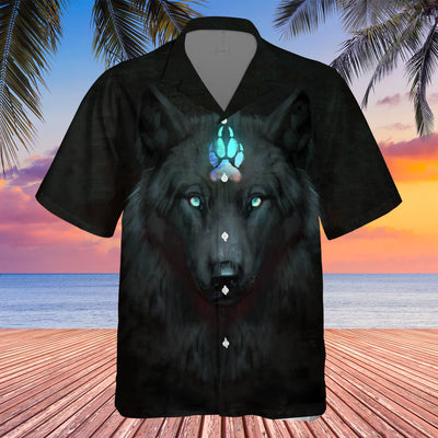 Native Wolf Pattern Hawaiian Shirt New - 86060