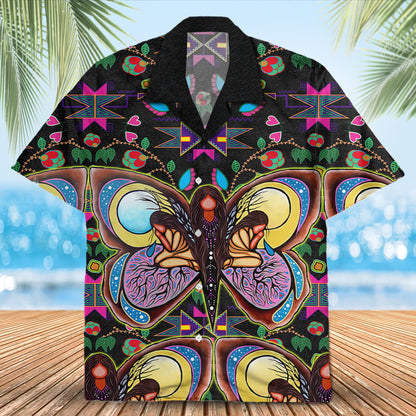 Native Butterfly Pattern Hawaiian Shirt New - 86046