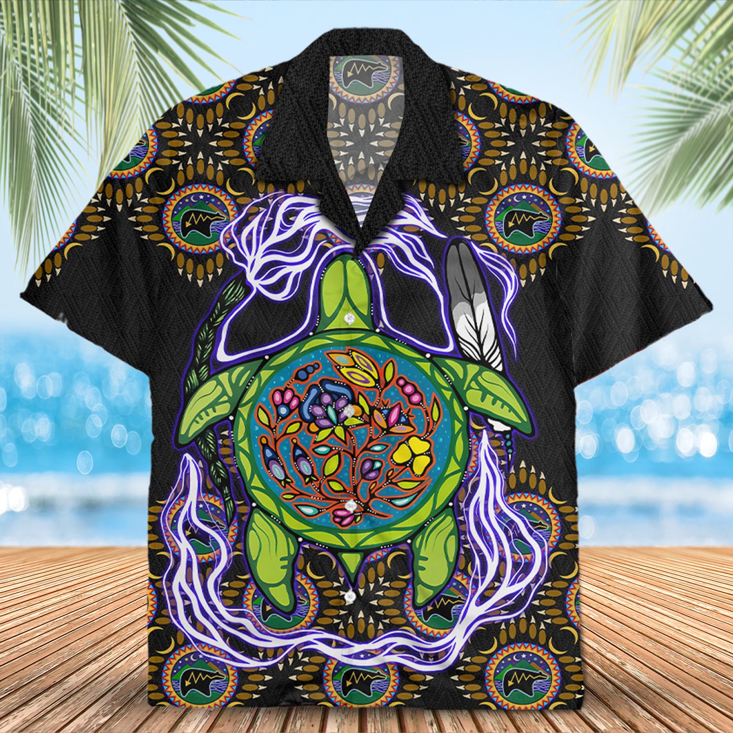 Native Turtle Pattern Hawaiian Shirt New - 86055