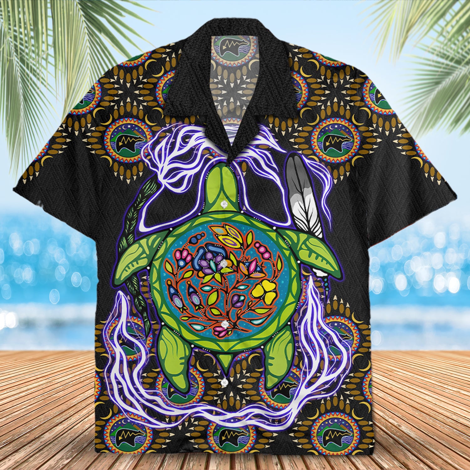 Native Turtle Pattern Hawaiian Shirt New - 86055