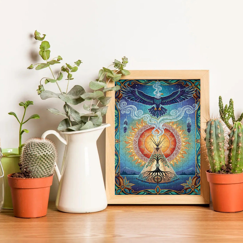 The Eagle Who Carries the Prayers of the Earth – Wooden Jigsaw Puzzle (300 / 500 / 1000 Pieces)