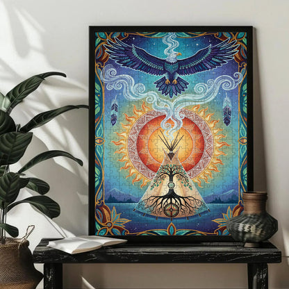 The Eagle Who Carries the Prayers of the Earth – Wooden Jigsaw Puzzle (300 / 500 / 1000 Pieces)