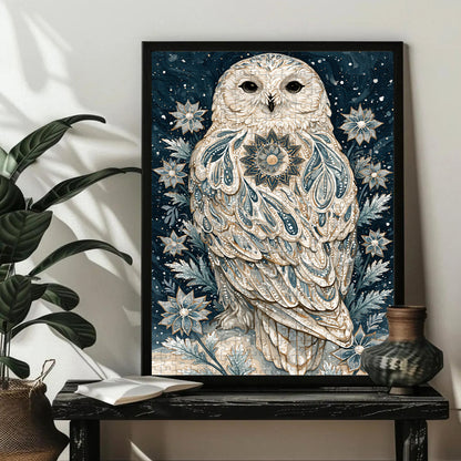 The Snowy Owl And The Falling Snowflake – Variant Acrylic/ Wooden Jigsaw Puzzle (300 / 500 / 1000 Pieces)