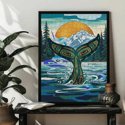 The Whale Who Carried the Mountains – Variant Acrylic/ Wooden Jigsaw Puzzle (300 / 500 / 1000 Pieces)