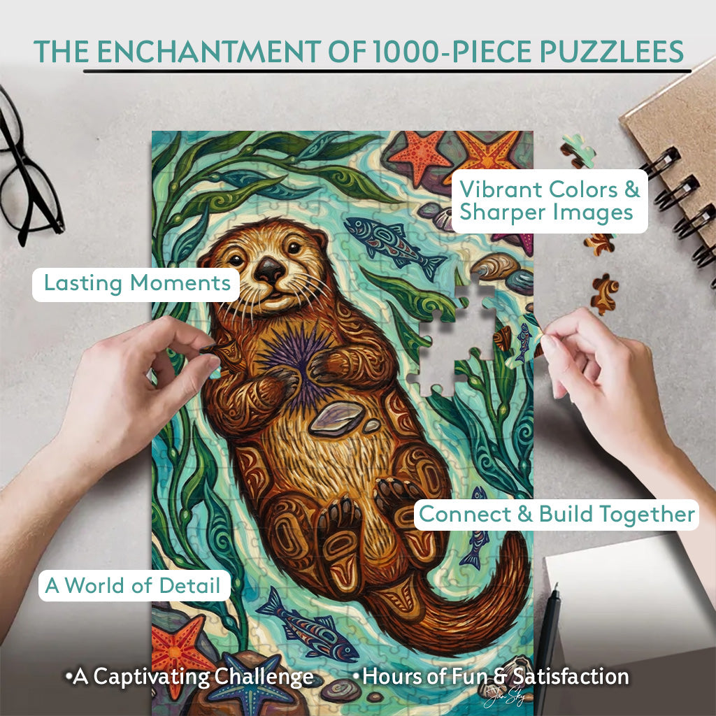 The Otter and the Urchin – Wooden Jigsaw Puzzle (300 / 500 / 1000 Pieces)
