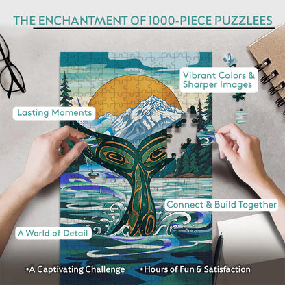 The Whale Who Carried the Mountains – Variant Acrylic/ Wooden Jigsaw Puzzle (300 / 500 / 1000 Pieces)