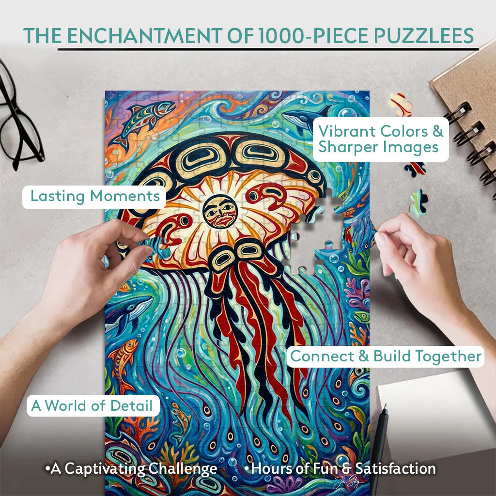 Jellyfish - The Drifting – Wooden Jigsaw Puzzle (300 / 500 / 1000 Pieces)