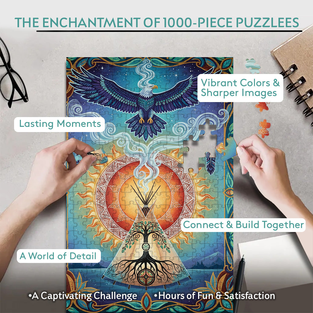 The Eagle Who Carries the Prayers of the Earth – Wooden Jigsaw Puzzle (300 / 500 / 1000 Pieces)