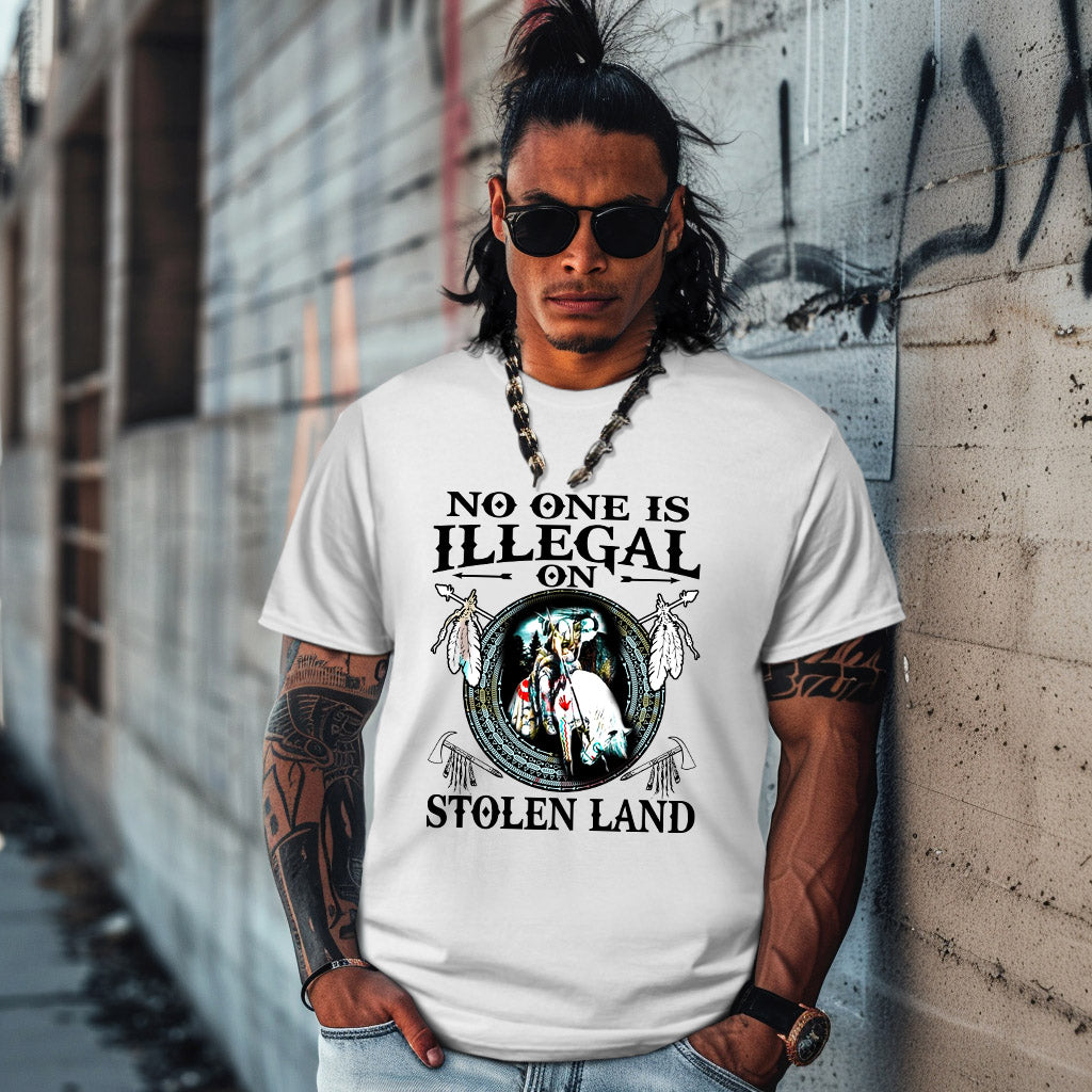 NO ONE IS ILLEGAL ON STOLEN LAND. WE WALK ON NATIVE LAND
