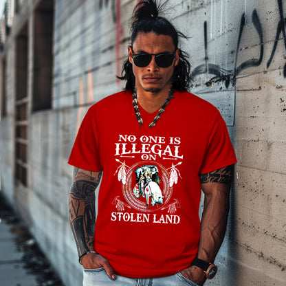 NO ONE IS ILLEGAL ON STOLEN LAND. WE WALK ON NATIVE LAND