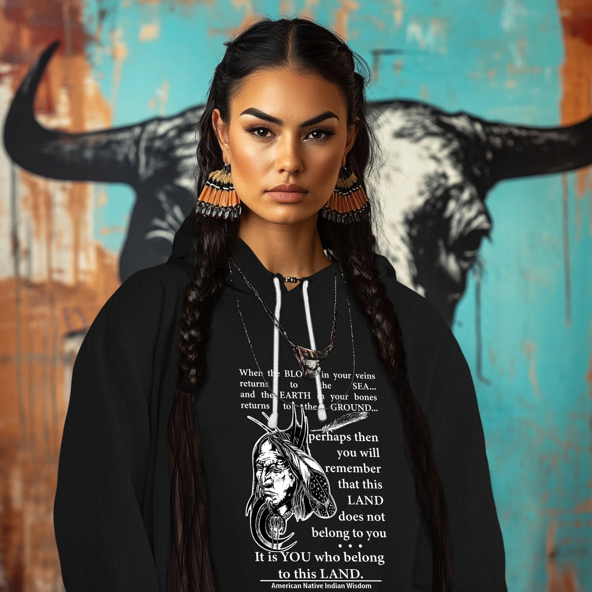 When the BLOOD in your veins returns to the SEA... and the EARTH in your bones returns to the GROUND...  perhaps then you will remember that this LAND does not belong to you It is YOU who belong to this LAND.  American Native Indian Wisdom