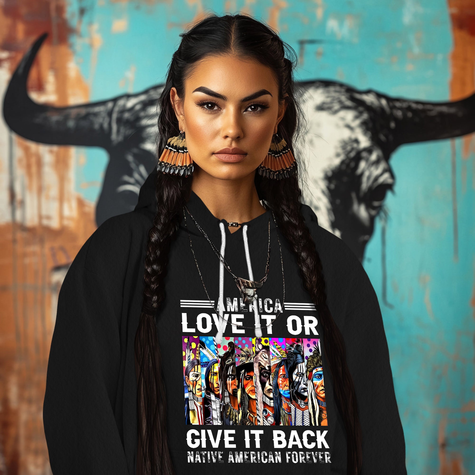 AMERICA LOVE IT OR GIVE IT BACK NATIVE AMERICAN FOREVER