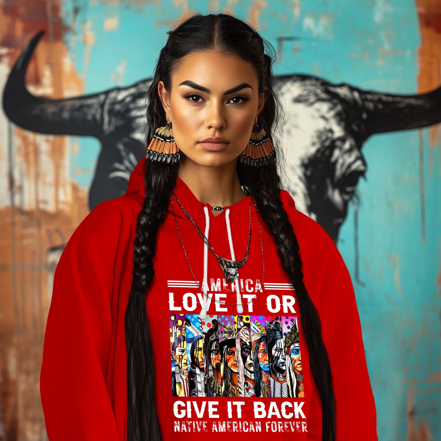 AMERICA LOVE IT OR GIVE IT BACK NATIVE AMERICAN FOREVER