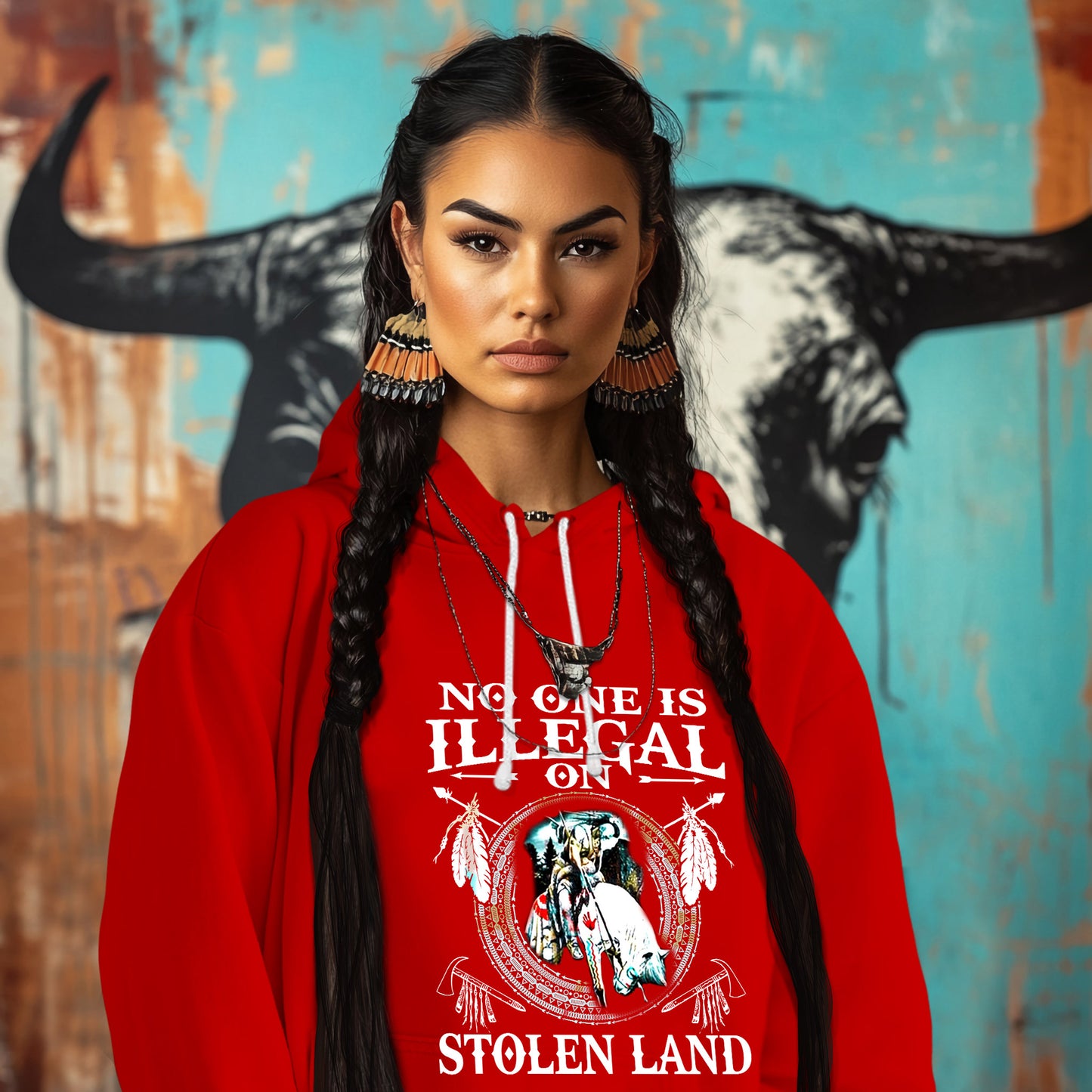 NO ONE IS ILLEGAL ON STOLEN LAND. WE WALK ON NATIVE LAND