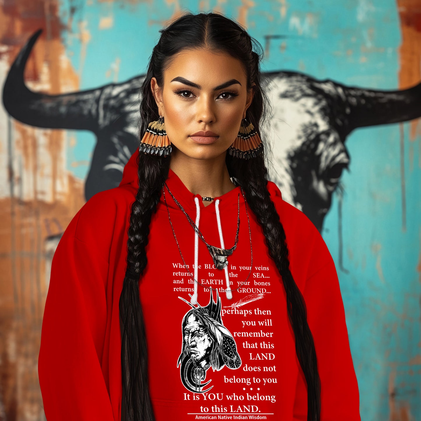 When the BLOOD in your veins returns to the SEA... and the EARTH in your bones returns to the GROUND...  perhaps then you will remember that this LAND does not belong to you It is YOU who belong to this LAND.  American Native Indian Wisdom