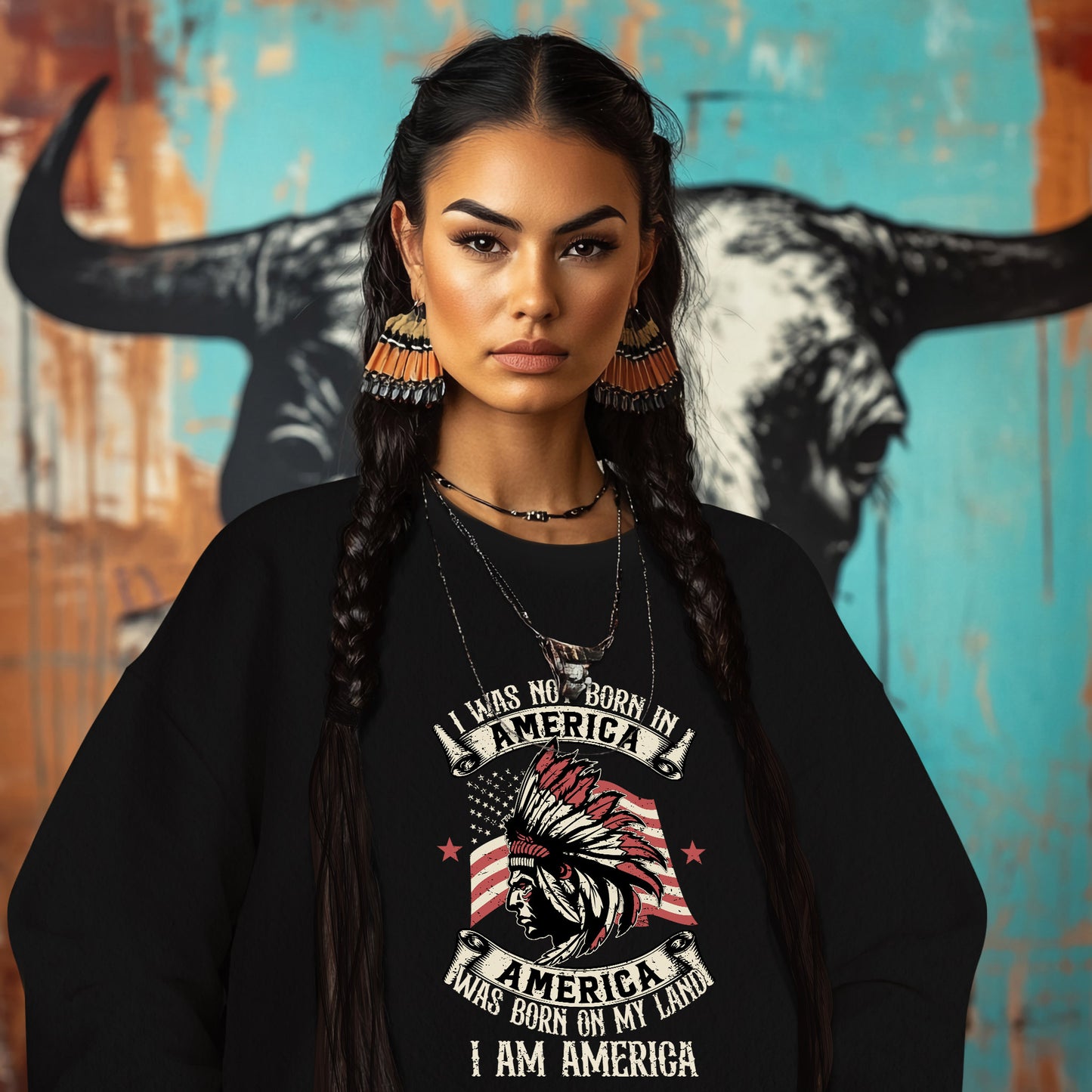 I WAS NOT BORN IN A AMERICA  AMERICA WAS BORN ON MY LAND  I AM AMERICA