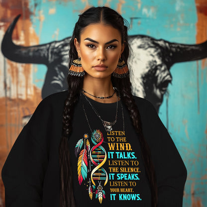 LISTEN TO THE WIND.  IT TALKS.  LISTEN TO THE SILENCE.  IT SPEAKS.  LISTEN TO YOUR HEART.  IT KNOWS.