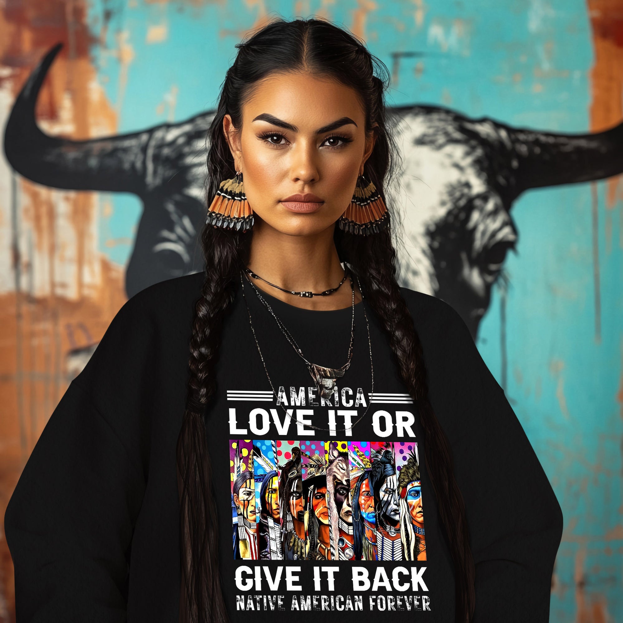 AMERICA LOVE IT OR GIVE IT BACK NATIVE AMERICAN FOREVER