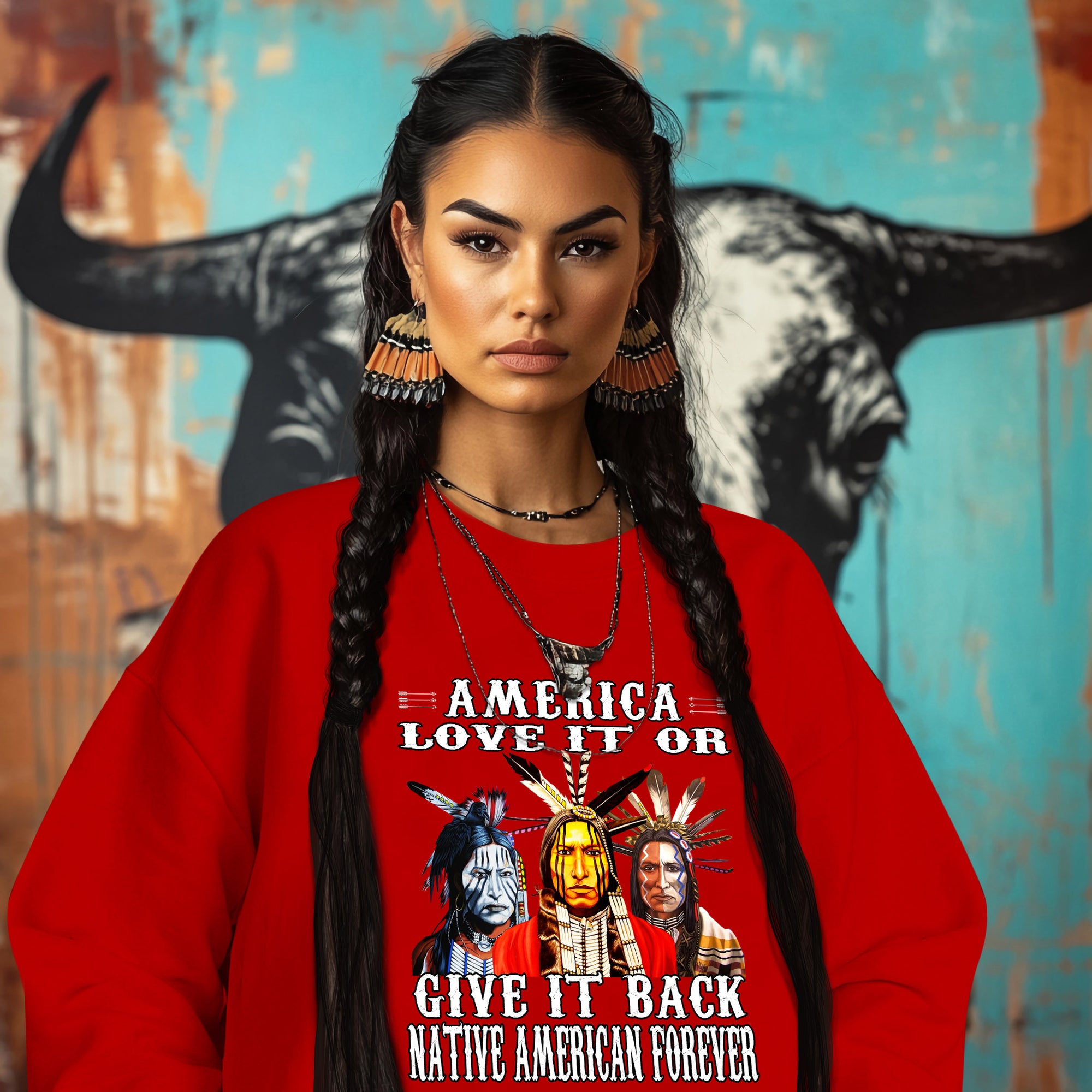 AMERICA LOVE IT OR GIVE IT BACK NATIVE AMERICAN FOREVER