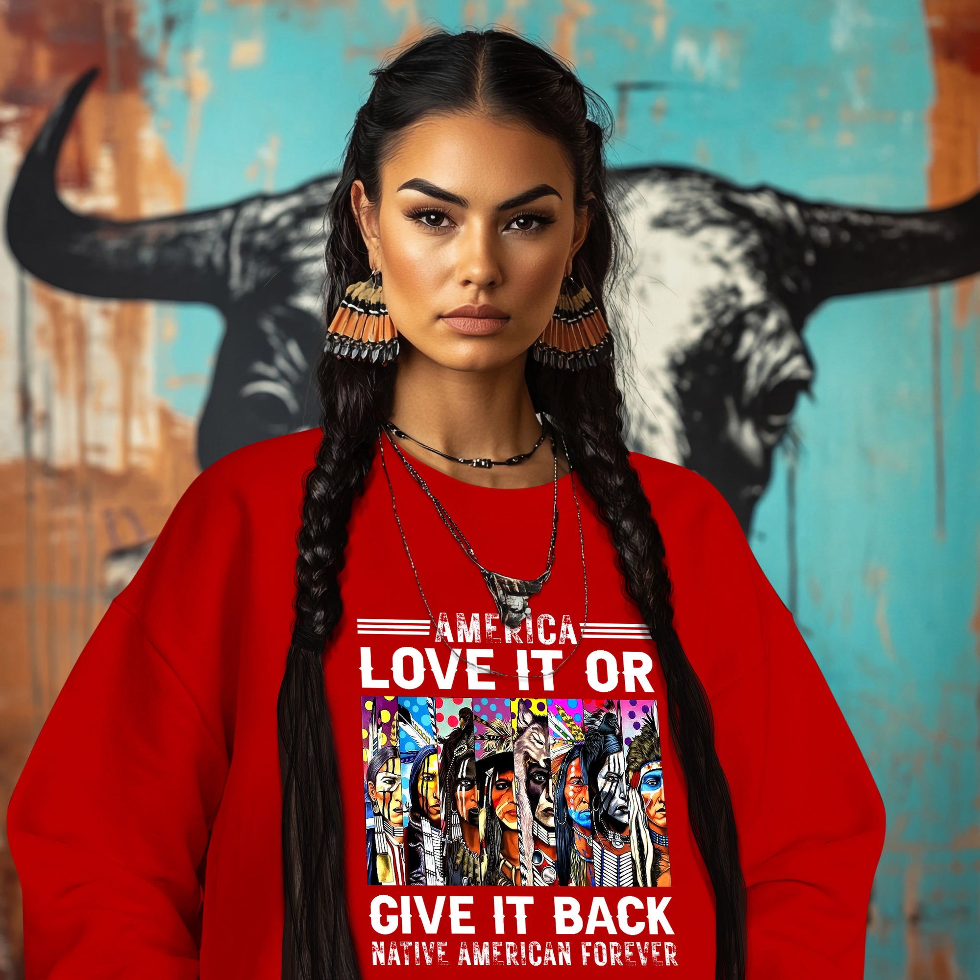 AMERICA LOVE IT OR GIVE IT BACK NATIVE AMERICAN FOREVER