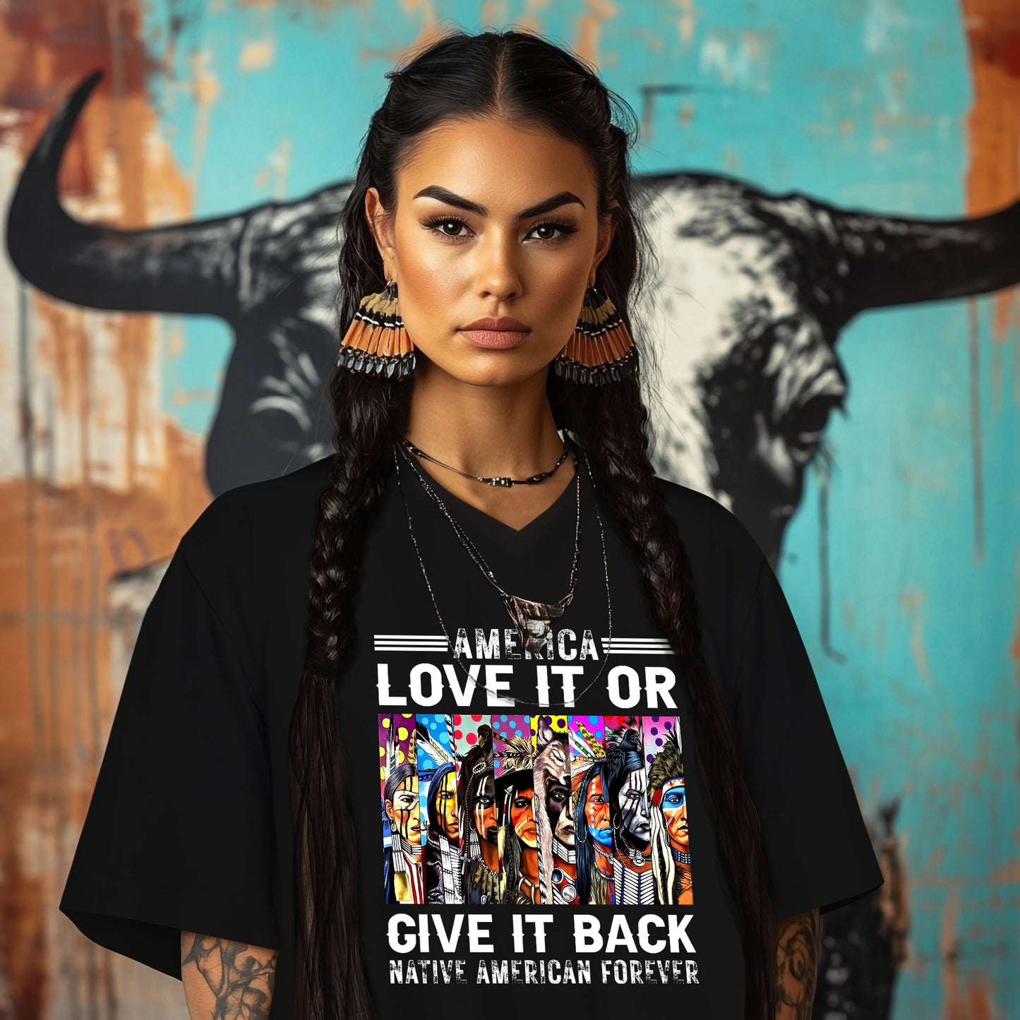 AMERICA LOVE IT OR GIVE IT BACK NATIVE AMERICAN FOREVER