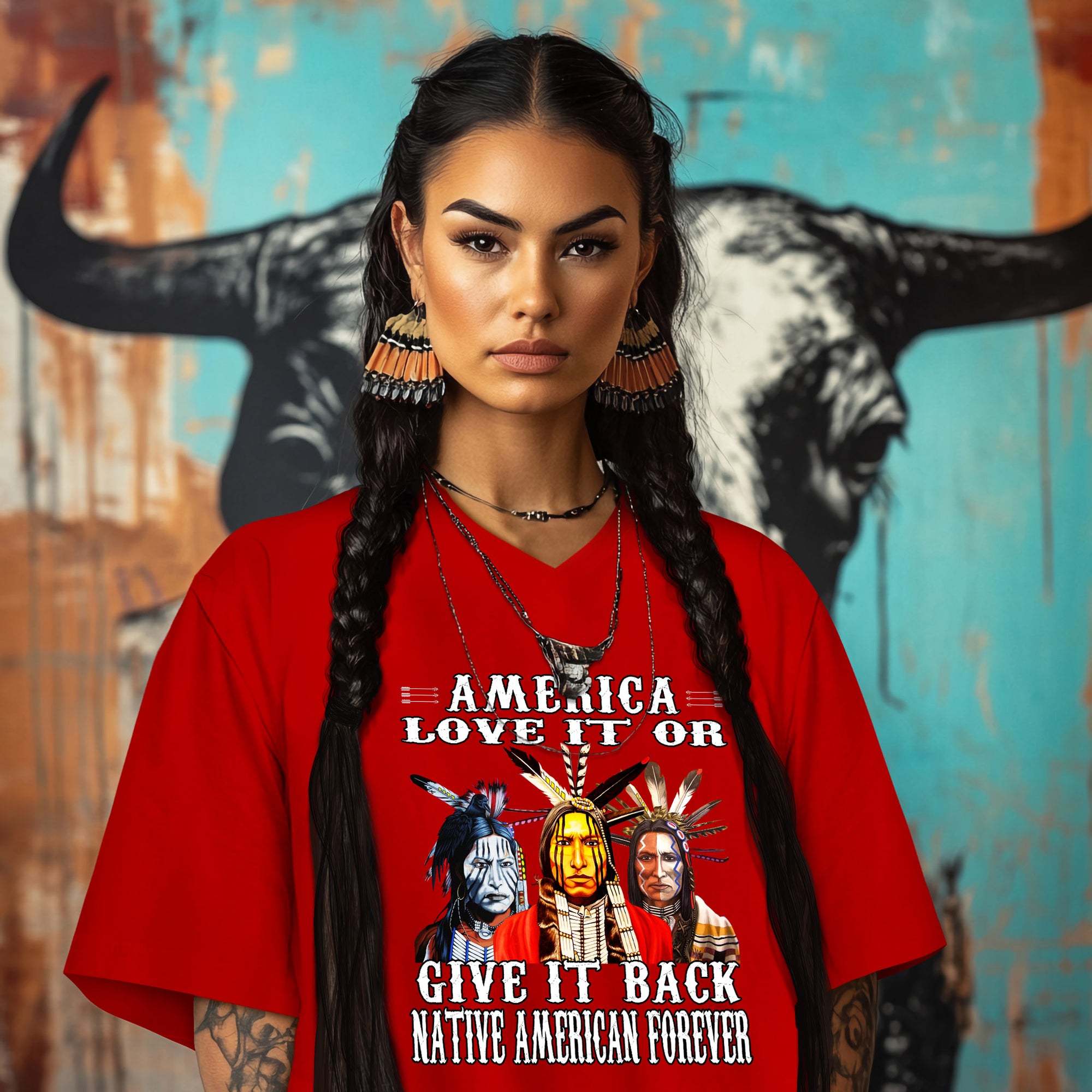 AMERICA LOVE IT OR GIVE IT BACK NATIVE AMERICAN FOREVER