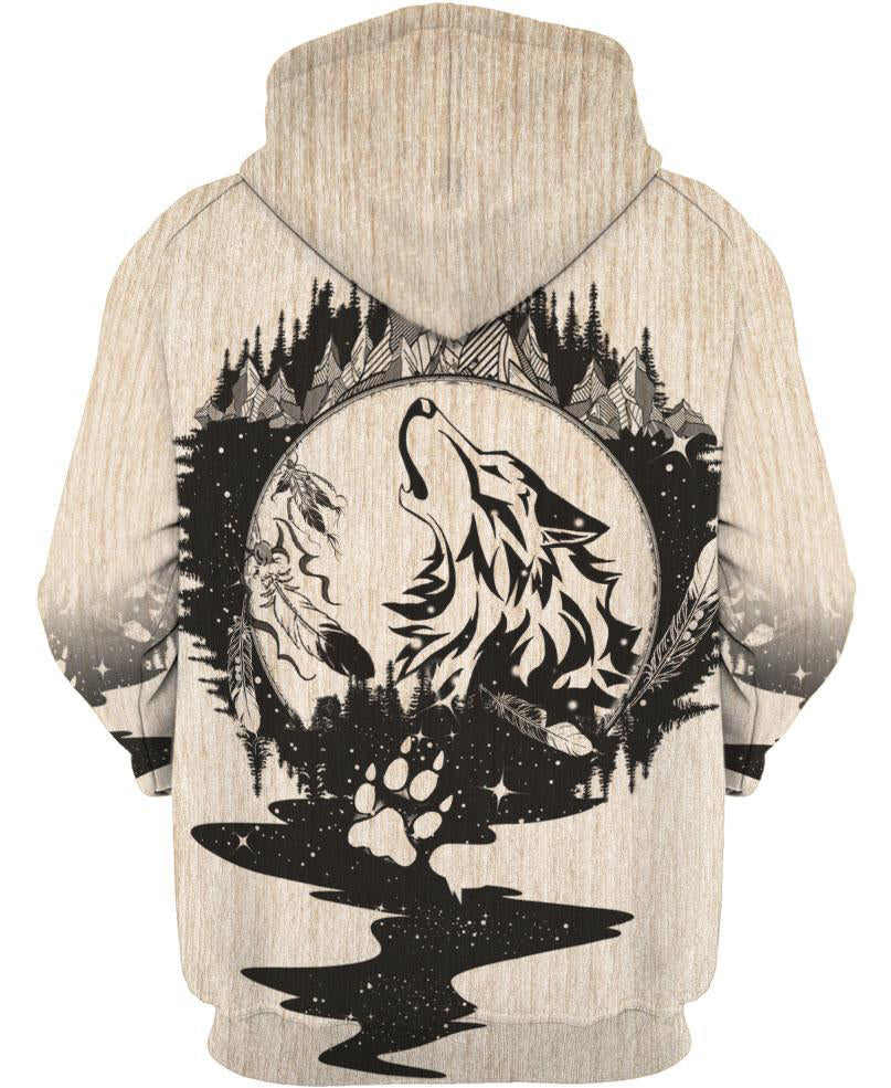 Round Nature Wolf 3D Hoodie