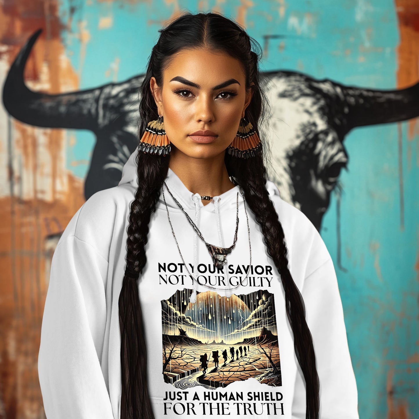 NOT YOUR SAVIOR NOT YOUR GUILTY JUST A HUMAN SHIELD FOR THE TRUTH