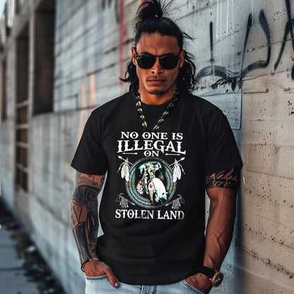 NO ONE IS ILLEGAL ON STOLEN LAND. WE WALK ON NATIVE LAND