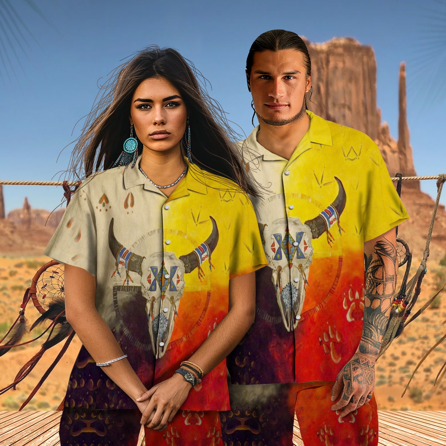 Native Buffalo Pattern Hawaiian Shirt New - 86026