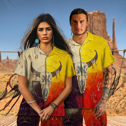 Native Buffalo Pattern Hawaiian Shirt New - 86026