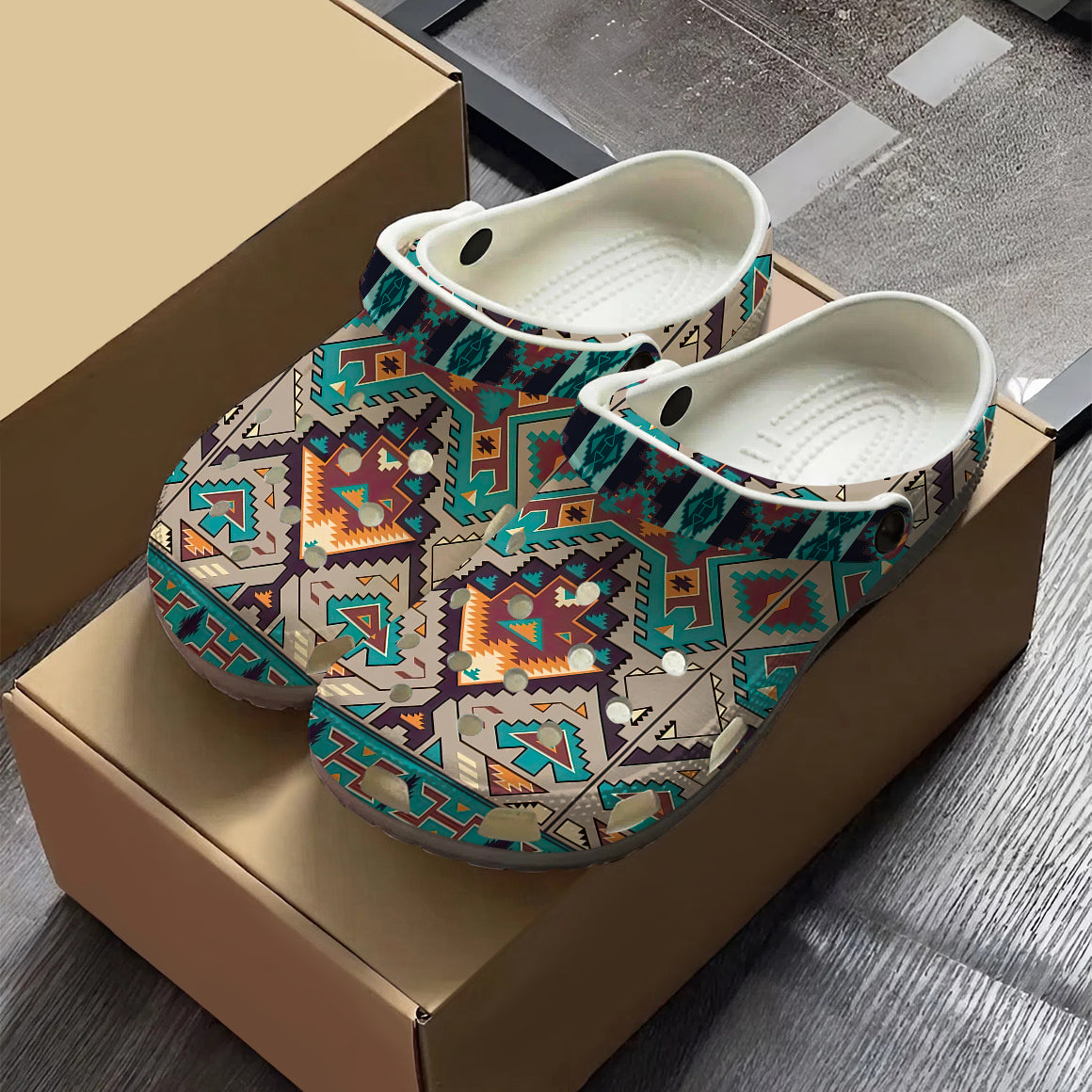 Native Pattern Clog Shoes For Adult and Kid 89145 New