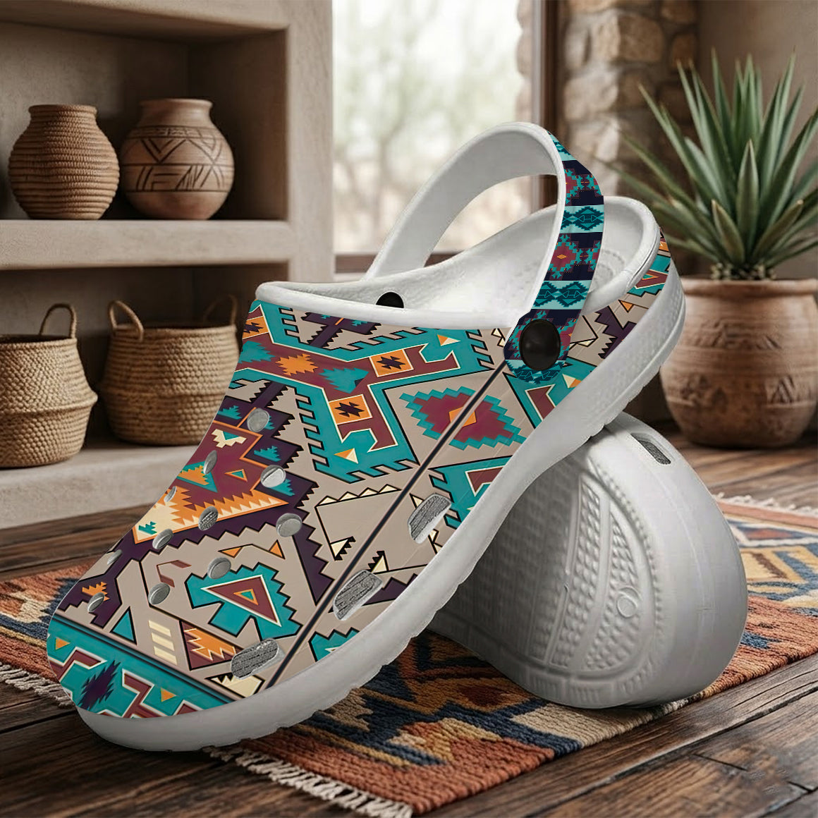 Native Pattern Clog Shoes For Adult and Kid 89145 New