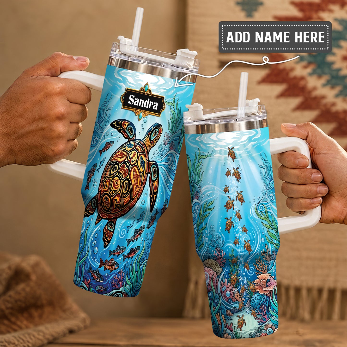 Sea Turtle Paradise Personalized Tumbler