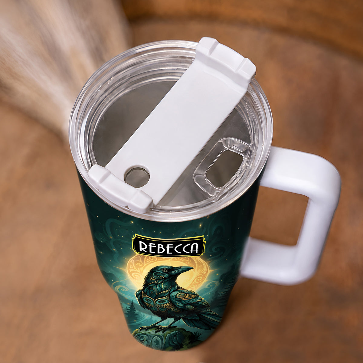 Raven Midnight Forest Personalized Tumbler