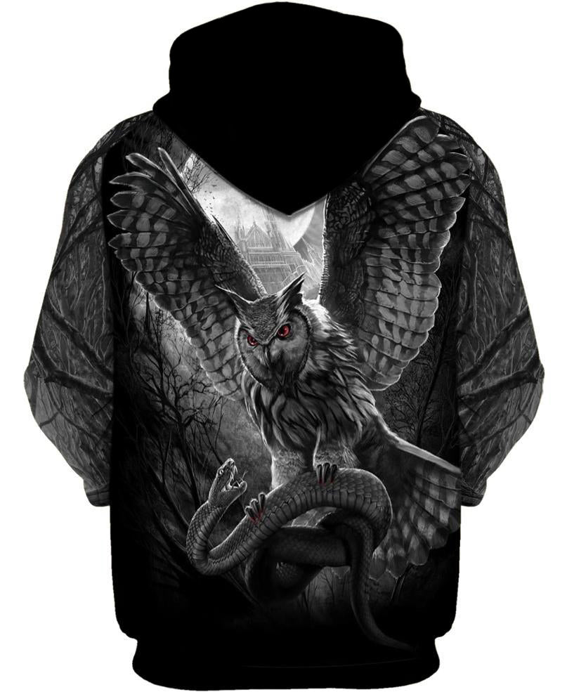 Owl Monochrome 3D Hoodie