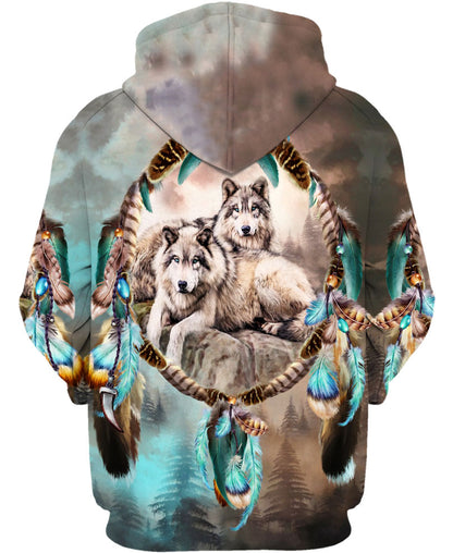 Native Lovely Wolf 3D Hoodie