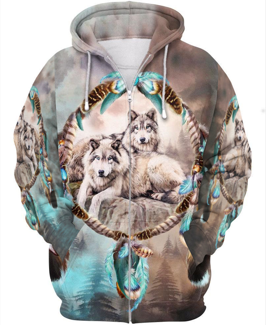 Native Lovely Wolf 3D Hoodie