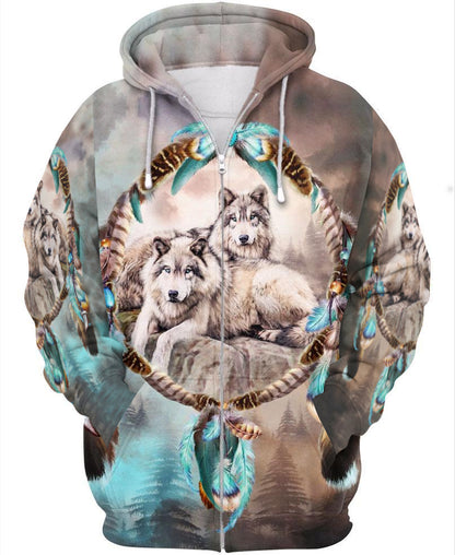 Native Lovely Wolf 3D Hoodie