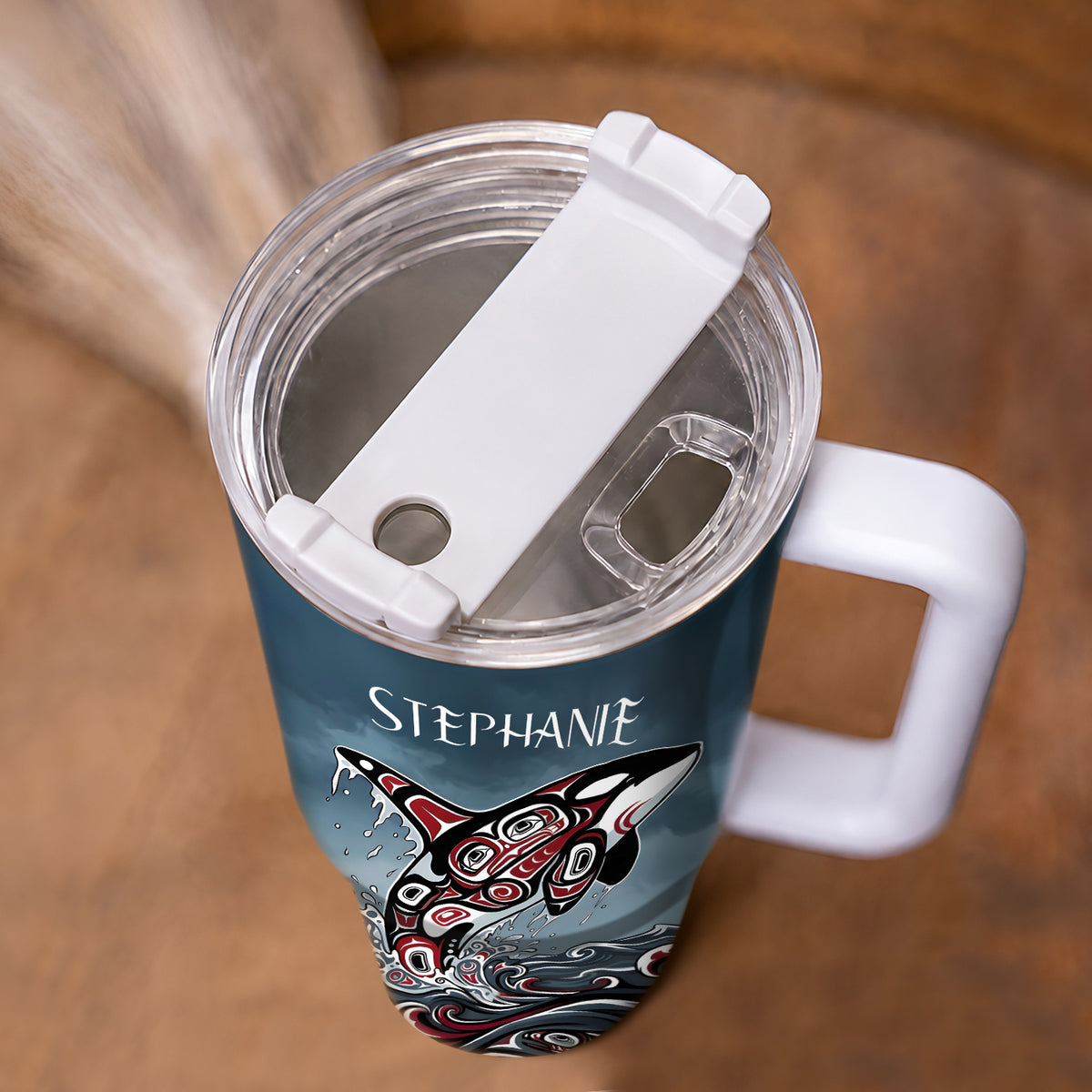 Crimson Orca Rising Personalized Tumbler
