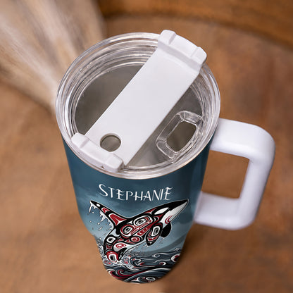 Crimson Orca Rising Personalized Tumbler