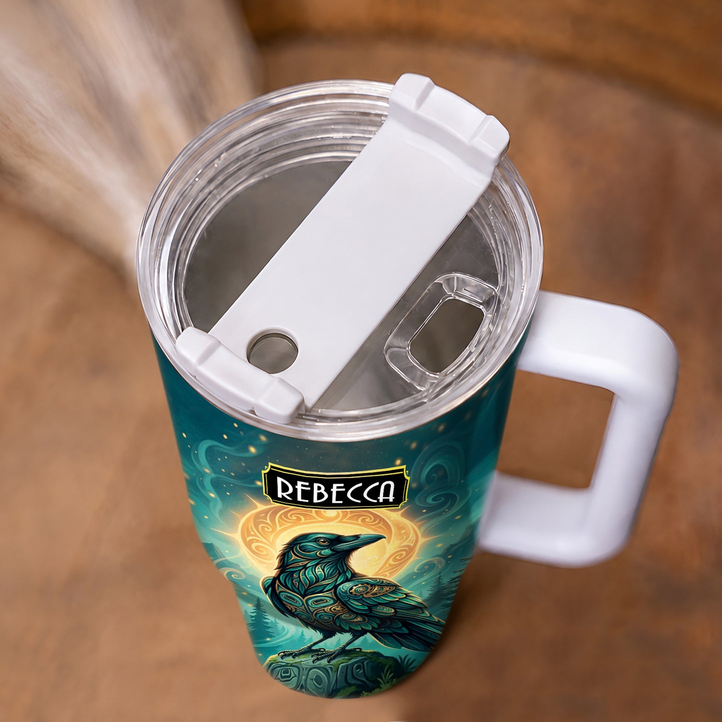 Raven Midnight Forest Personalized Tumbler